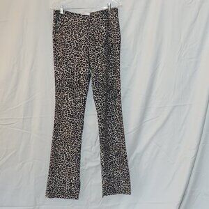 Anine Bing Cheetah Animal Print Stretch Split Release Flare Pants Lg